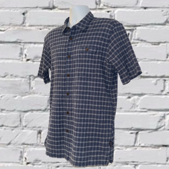 Patagonia Men’s Organic Cotton Button-Up Shirt XL| Blue Plaid| Short Sleeve - Picture 6 of 12